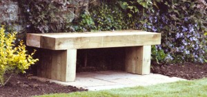 Garden bench built from railway sleepers