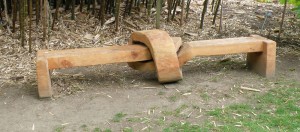 Sculptured garden bench at the Hillier Gardens