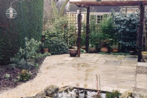 Reclaimed sandstone flag patio