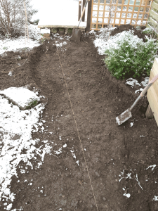 Ground dug out for the paving