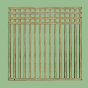 The trellis showing the first horizontal pieces in place with screws.